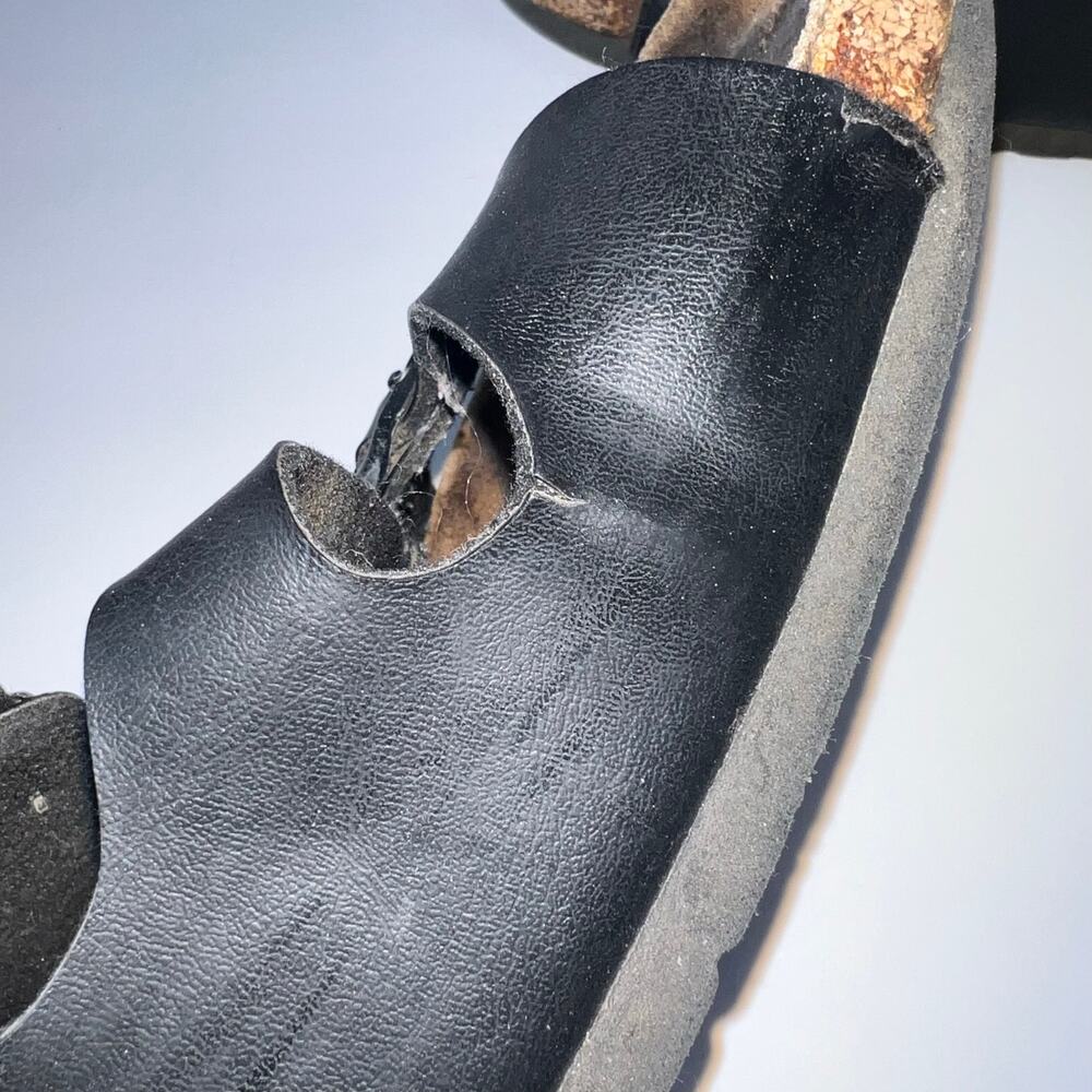 Birkenstock Florida Black Leather Buckle Used Triple Strap Sandals Size 42 - Picture 5 of 16